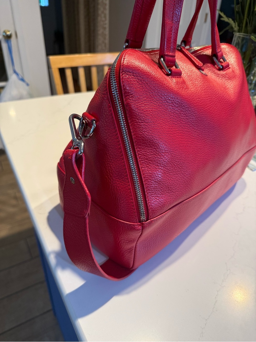Furla Red Leather Top-Handle Satchel - Picture 2 of 7